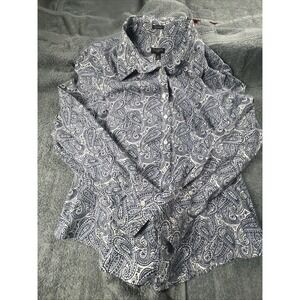 Talbots Paisley Long Sleeve Button Shirt - Size 12 P.  Wrinkle Resistant